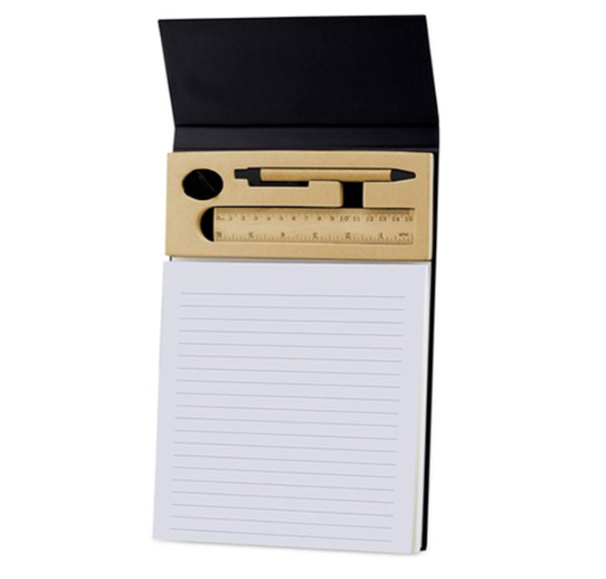 ARSLEV - A4 Ruled Desk Notepad with Pen, Ruler and U-clips